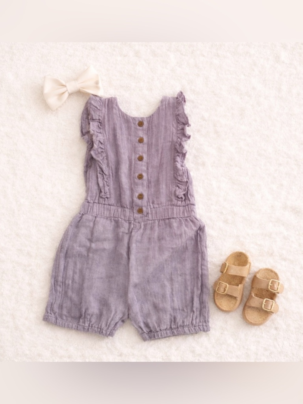 L’ovedbaby Lavender Ruffle Romper NWT | Organic Cotton Muslin Baby Outfit